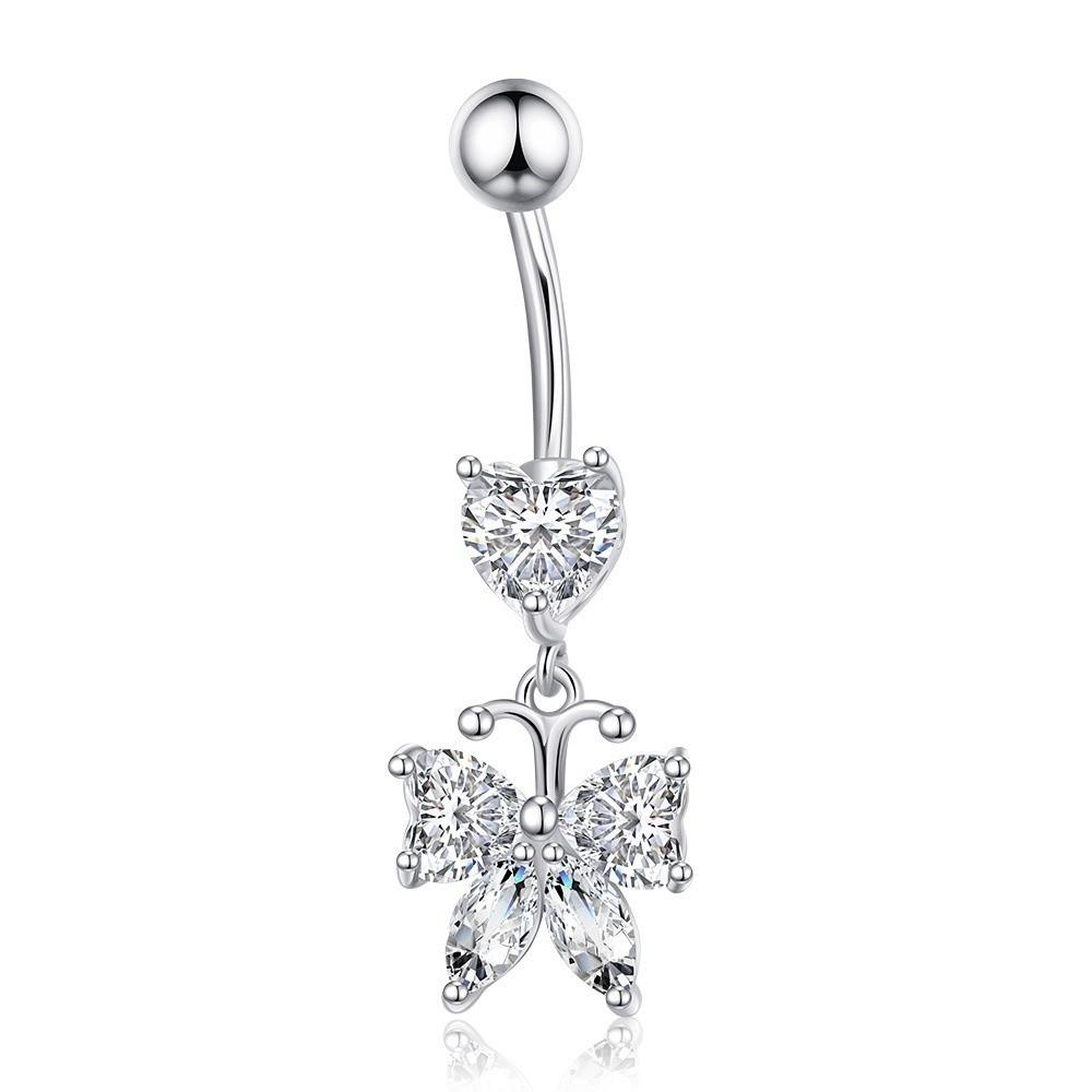 Delicate Navel Piercing Rings Zircon Belly Clicked Piercing Butterfly Belly Button Rings  Seaside