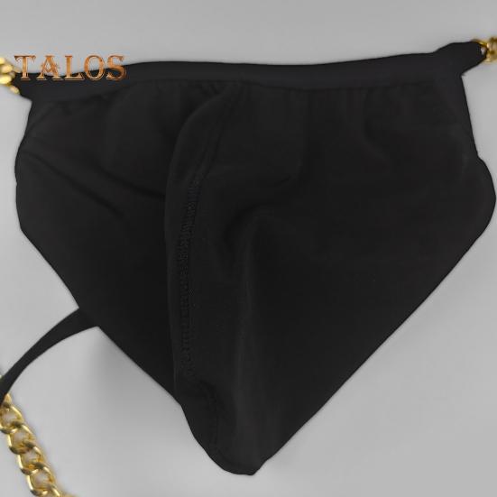 Pánská tanga Ledové hedvábné spodní prádlo Sexy G-Strings Kovové řetízky vyhloubené Pohodlné kalhotky Slim Fit Kalhotky s vysokou elasticitou
