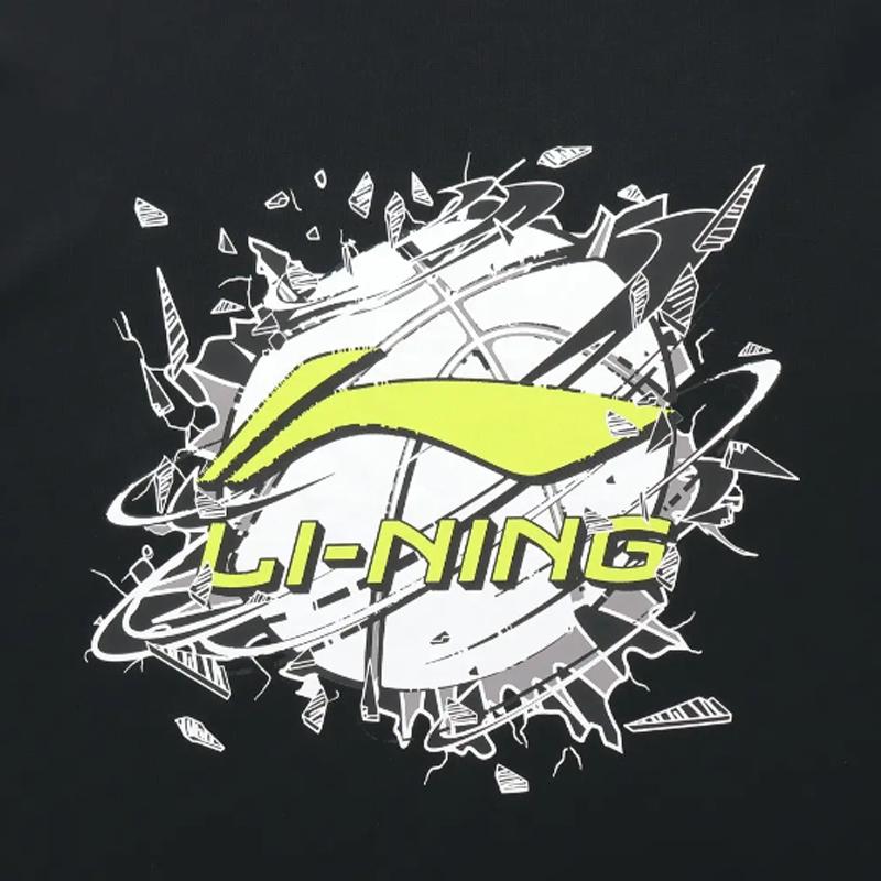 Li Ning Basketball Letter Logo Print Fashion Retro Comfortable Crew Neck Pullover Short Sleeve T-Shirt Casual Sports Set AHSUA05-2+AKST593-7