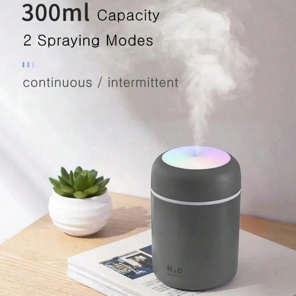 Portable Ultrasonic Air Humidifier, Car Humidifier, Color Cup, Aroma Diffuser, Mist Cooler, USB Car Light Purifier, 300ml