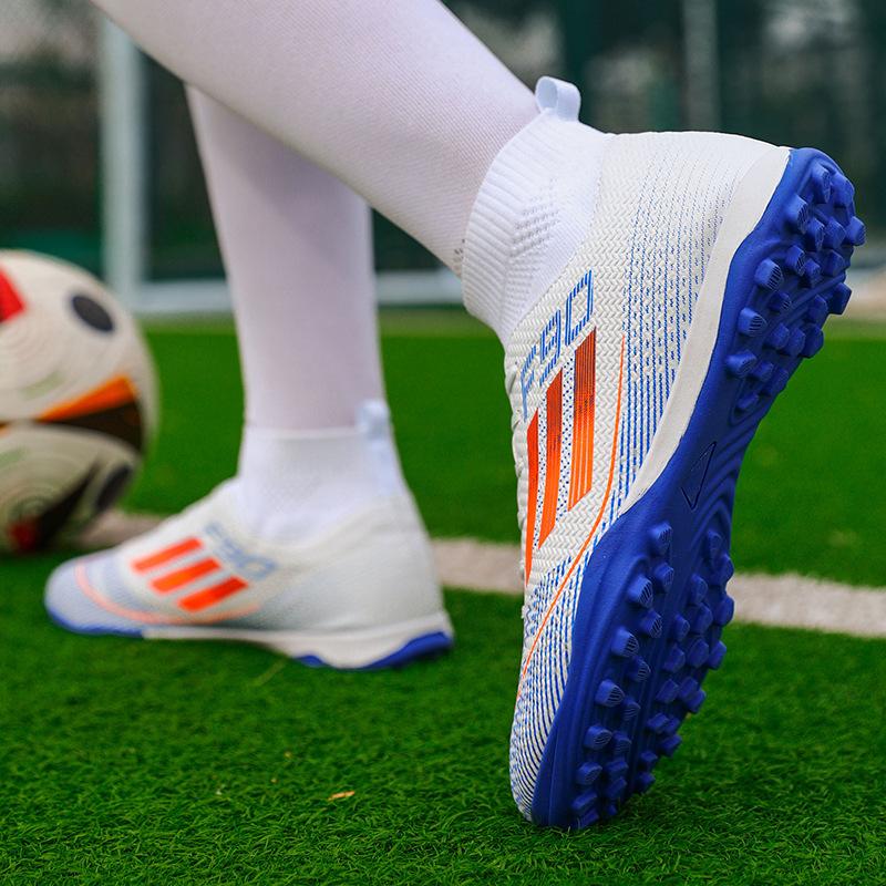 C Romecy High Top Frisbee Artificial Turf Football Shoes Men's and Women's Spikes Broken Nails Student Children's Campus Game Shoes