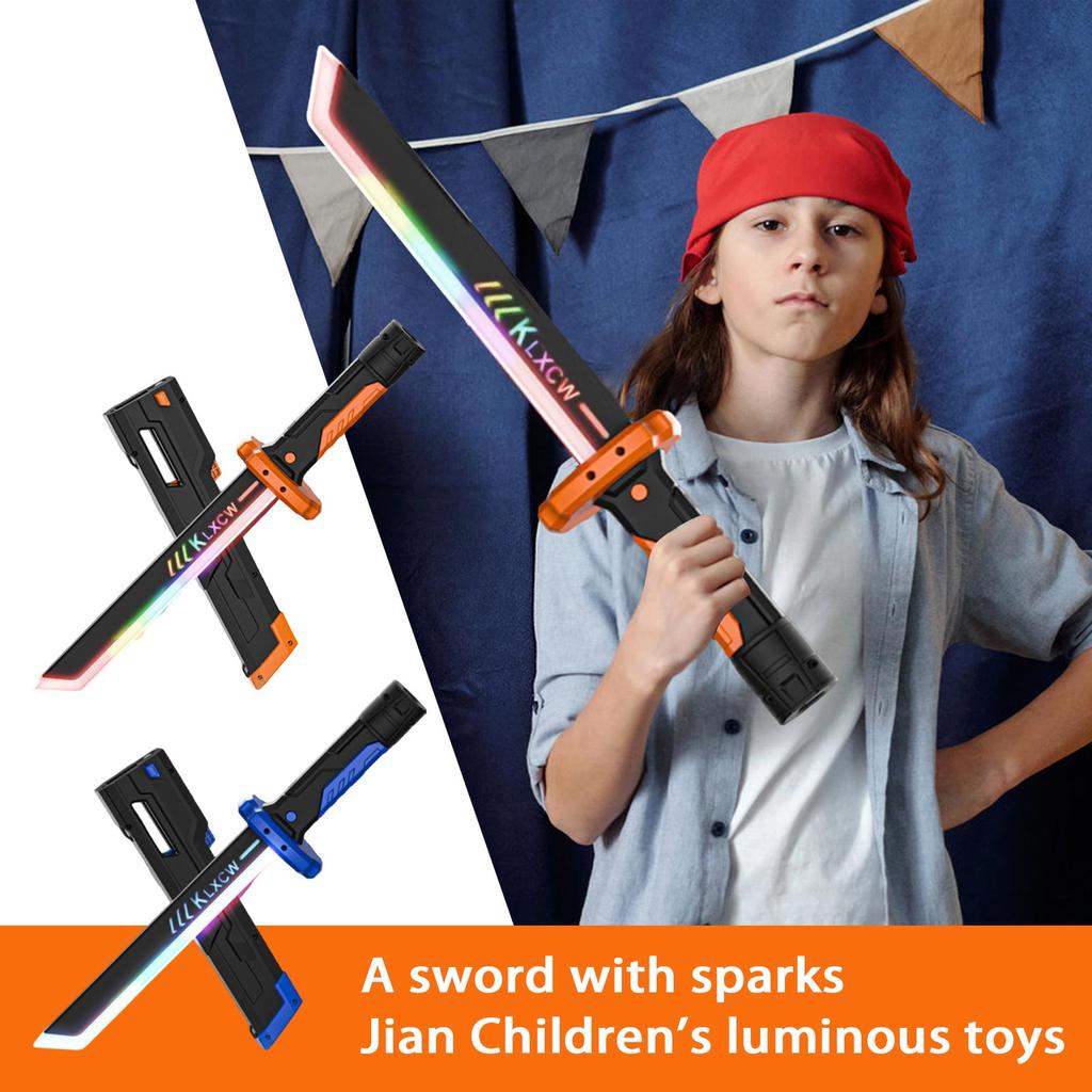Sword With Sparks, Sword Children's Light-up Toy, 44 Cm, LED Lights And Spray Effects, Suitable For Role Play