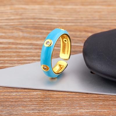 Nidin High Quality Enamel Dripping Oil Candy Colors Open Adjustable Ring Women Girls Fashion Boho Style Jewelry Friendship Gift