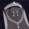 Water Drop Crystal Bridal Jewelry Sets Women Bride Tiara Crowns Earring Necklace Set Princess Wedding Dress Jewelry Accessories