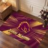 Brisbane Broncos Personalisierter Kristall-Samt-Teppich, Benutzerdefinierter Name Text Weicher Anti-Rutsch-Teppich für Wohnzimmer Schlafzimmer