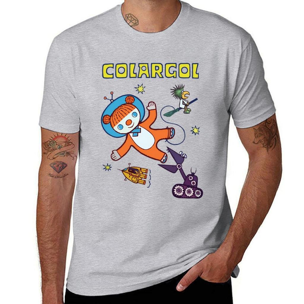 Colargol Bär im Weltraum T-Shirt Vintage Koreanische Mode Ästhetische Kleidung Schnelltrocknende Herren Weiße T-Shirts