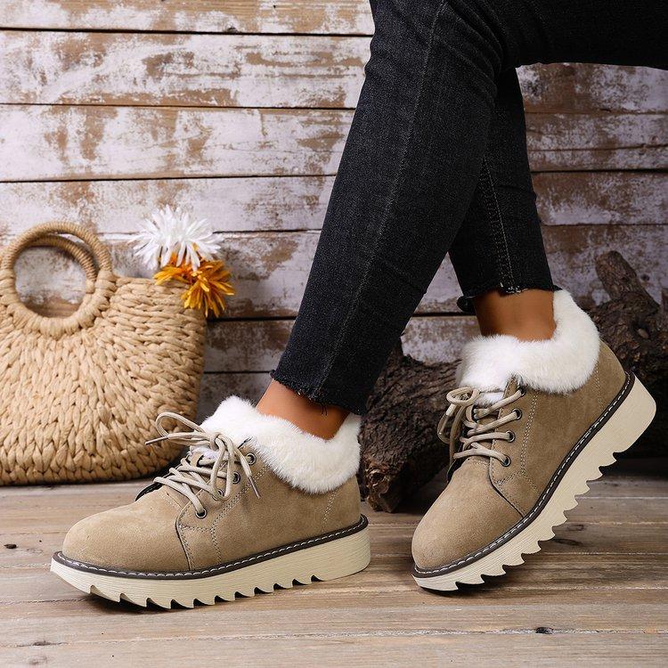 Women's Fashion Soft-Sole Winter Warm Fleece-Lined Snow Boots with Fleece Lining Short Boots, Slip-Resistant Casual Athletic Cotton Boots