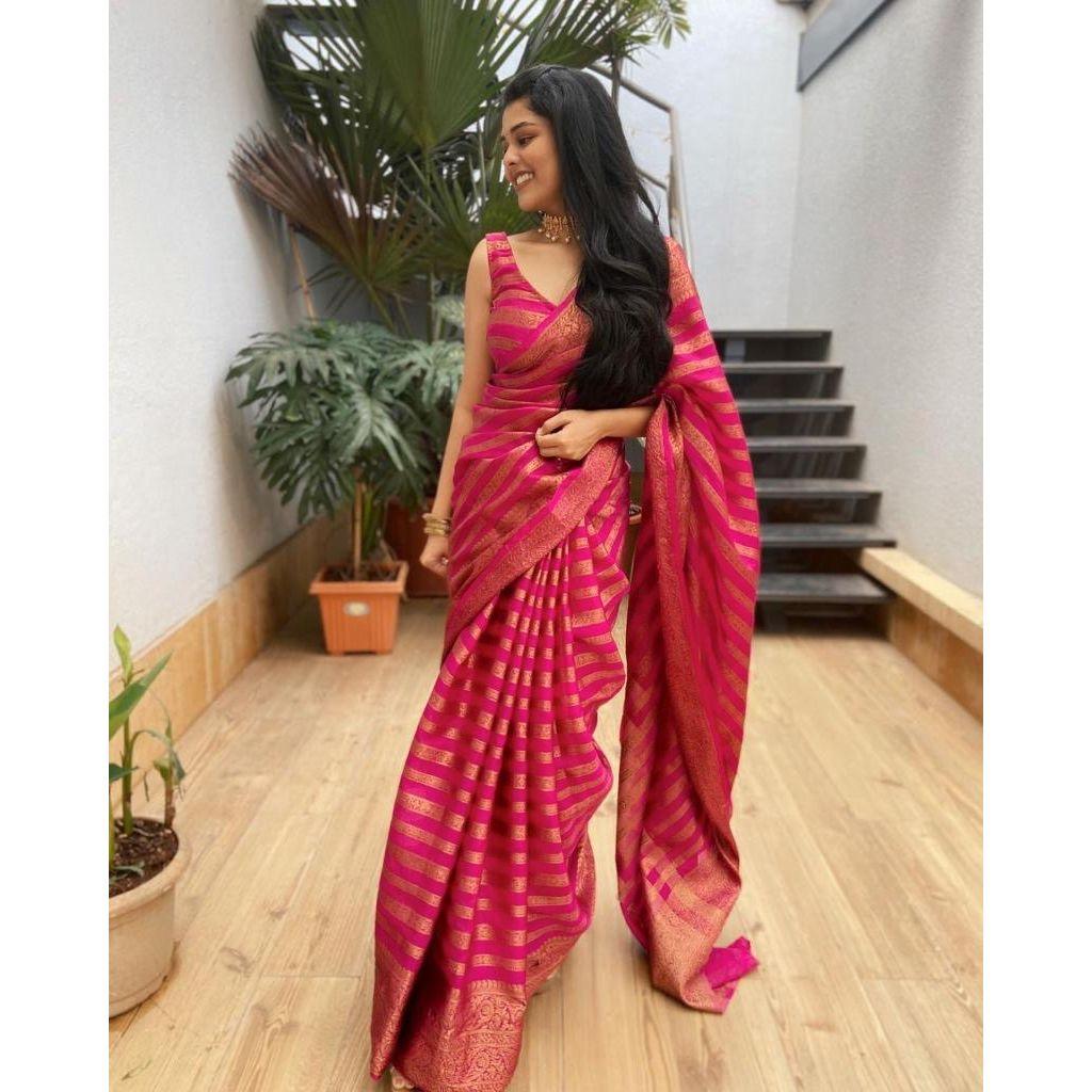 This Beautiful Saree Is Elegantly Decorated with Gorgeous Solid Jacquard Weave That Gives a Perfect Look To the Outfit.