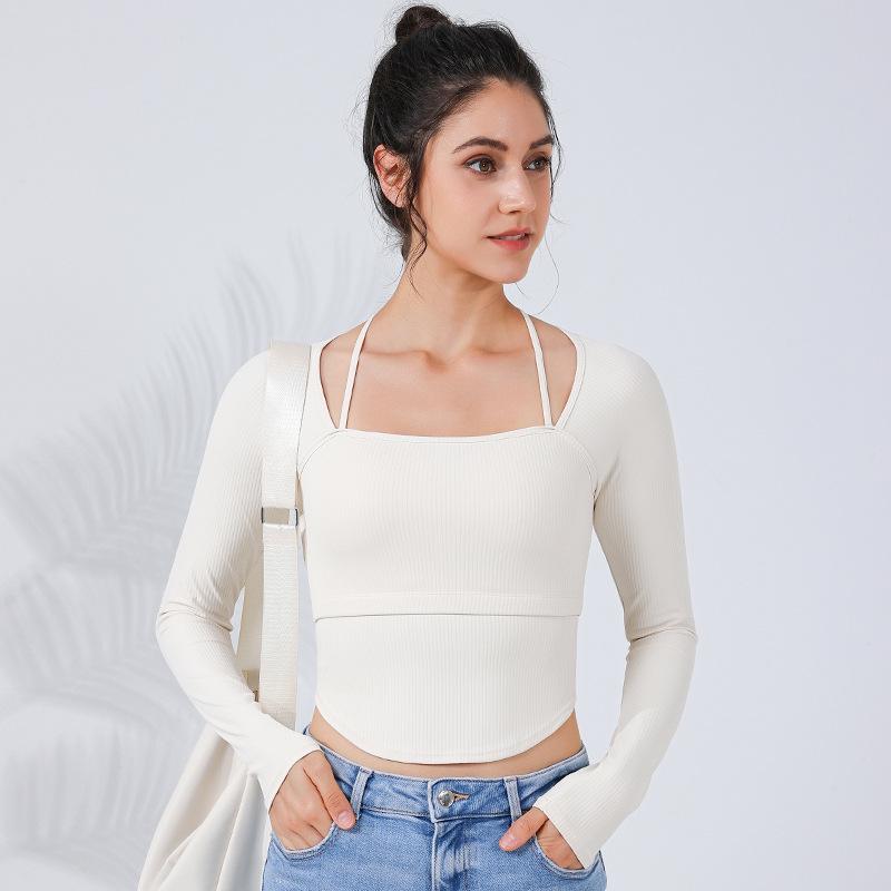 

Рубчатый утягивающий костюм для йоги «два в одном» с изогнутым подолом M