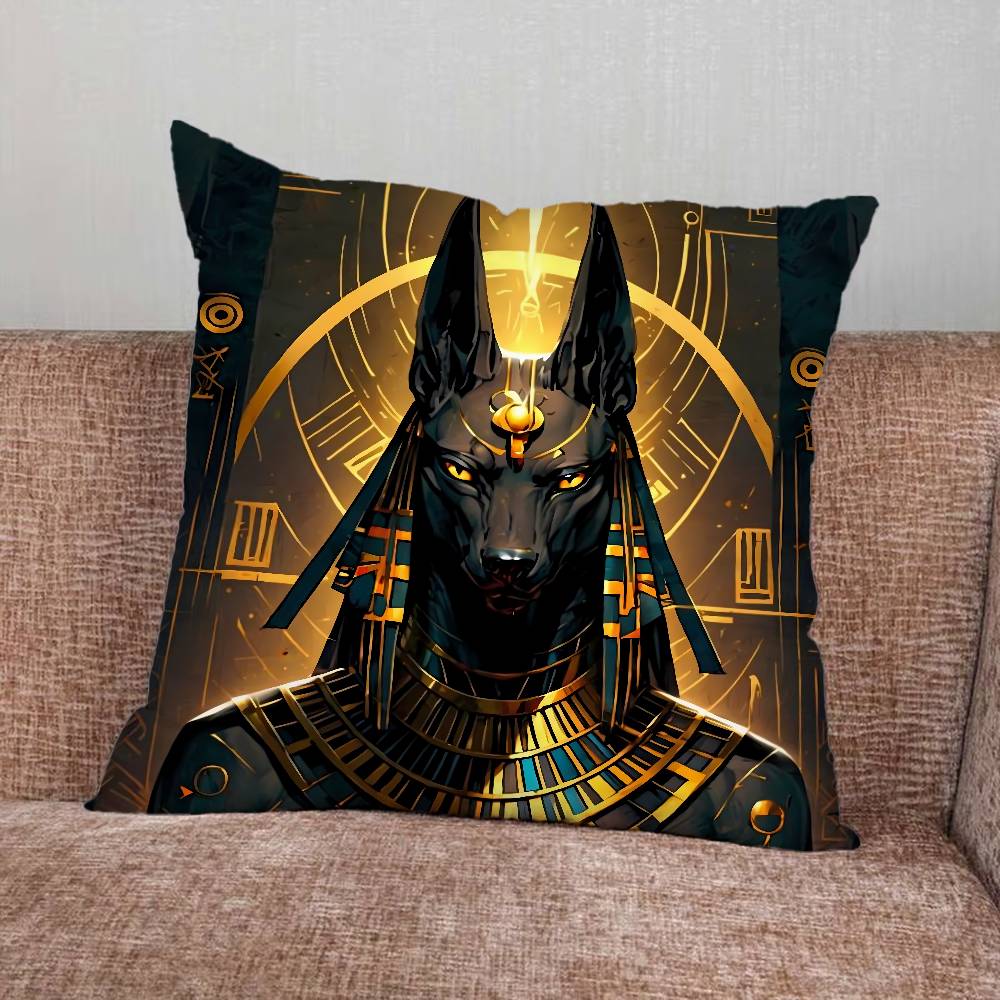 Ancient Egyptian God Anubis Pillow Case For Home Bedroom Car Office Decoration Living Room Sofa Cushion Cover Suitable