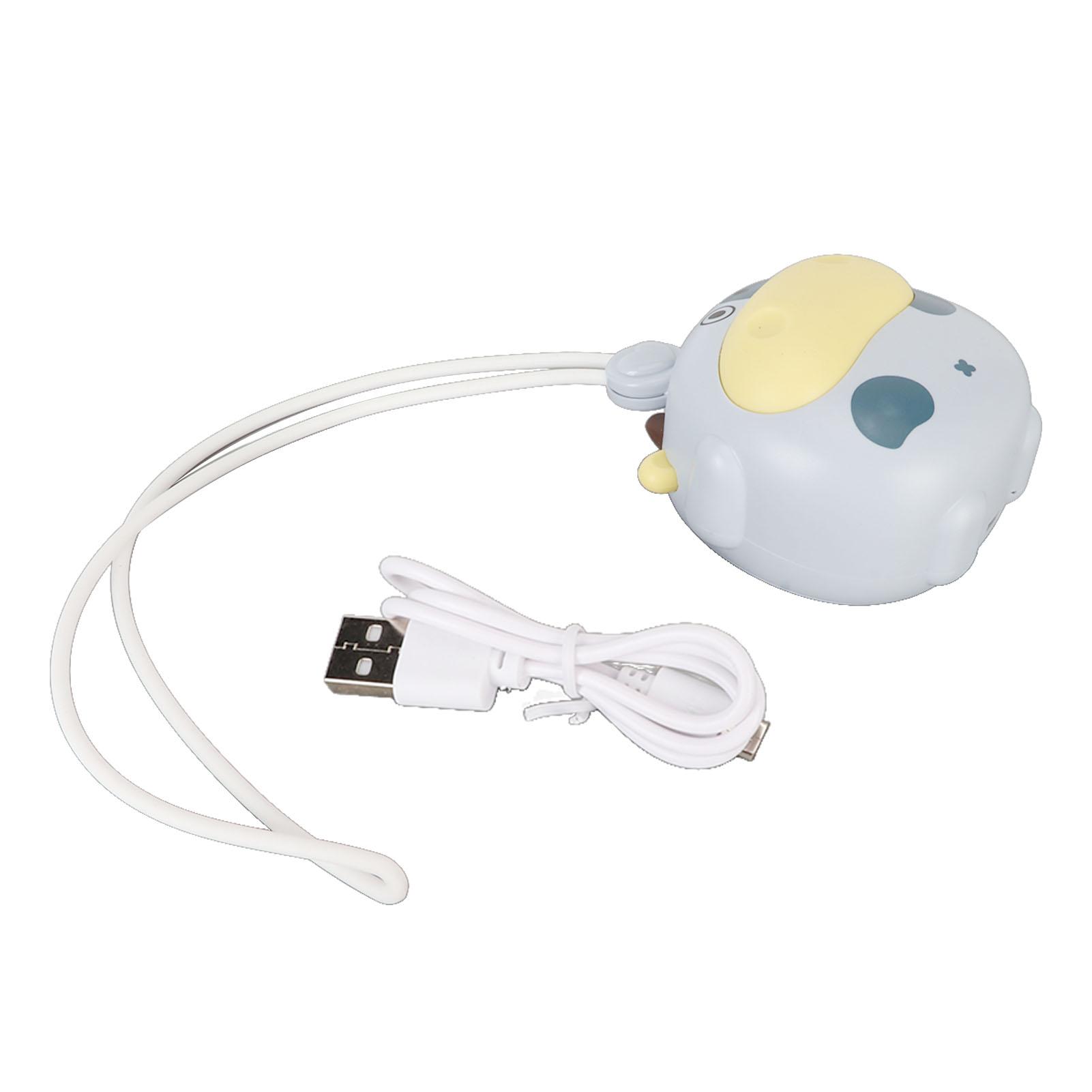 Mini Hanging Neck Fan USB Rechargeable Bladeless Cartoon Cow Shape Necklace Fan with Adjustable Lanyard for Outdoor Blue