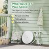Children's 4-piece outdoor garden furniture set, elephant and giraffe design, adjustable parasol ? 100 cm, folding chair