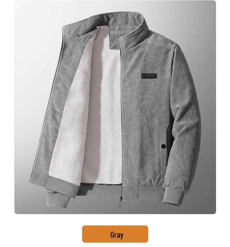 Men's Warm Lambswool Corduroy Jacket - Casual Loose Fit