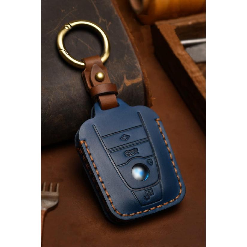 Car Key Fob Cover Case Fit for BMW 2014 I3 I8 Key Protector Keychain Key Shell Leather Key Holder 4 Buttons