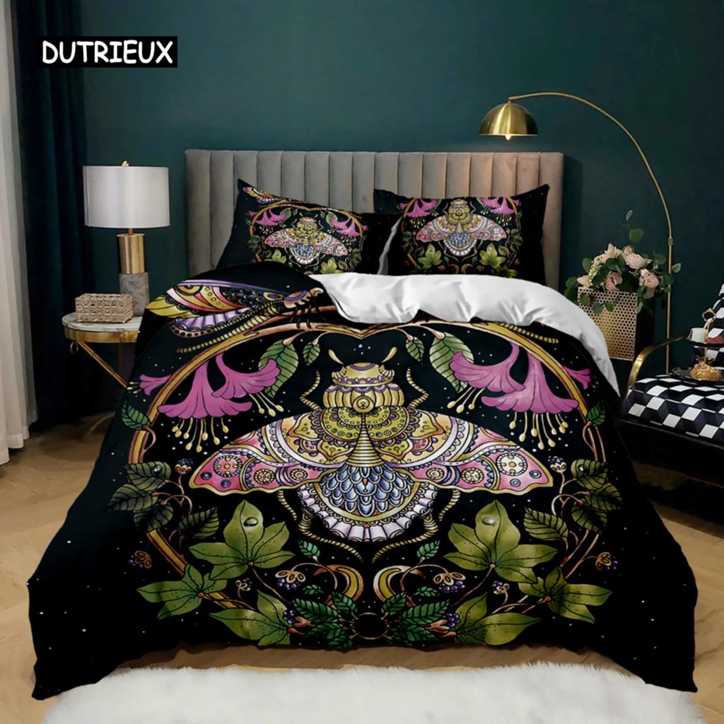 Butterfly Duvet Cover Set Butterfly Plum Branch Pattern Bedding Set Soft Bedclothes Twin Queen King Size Polyester Qulit Cover
