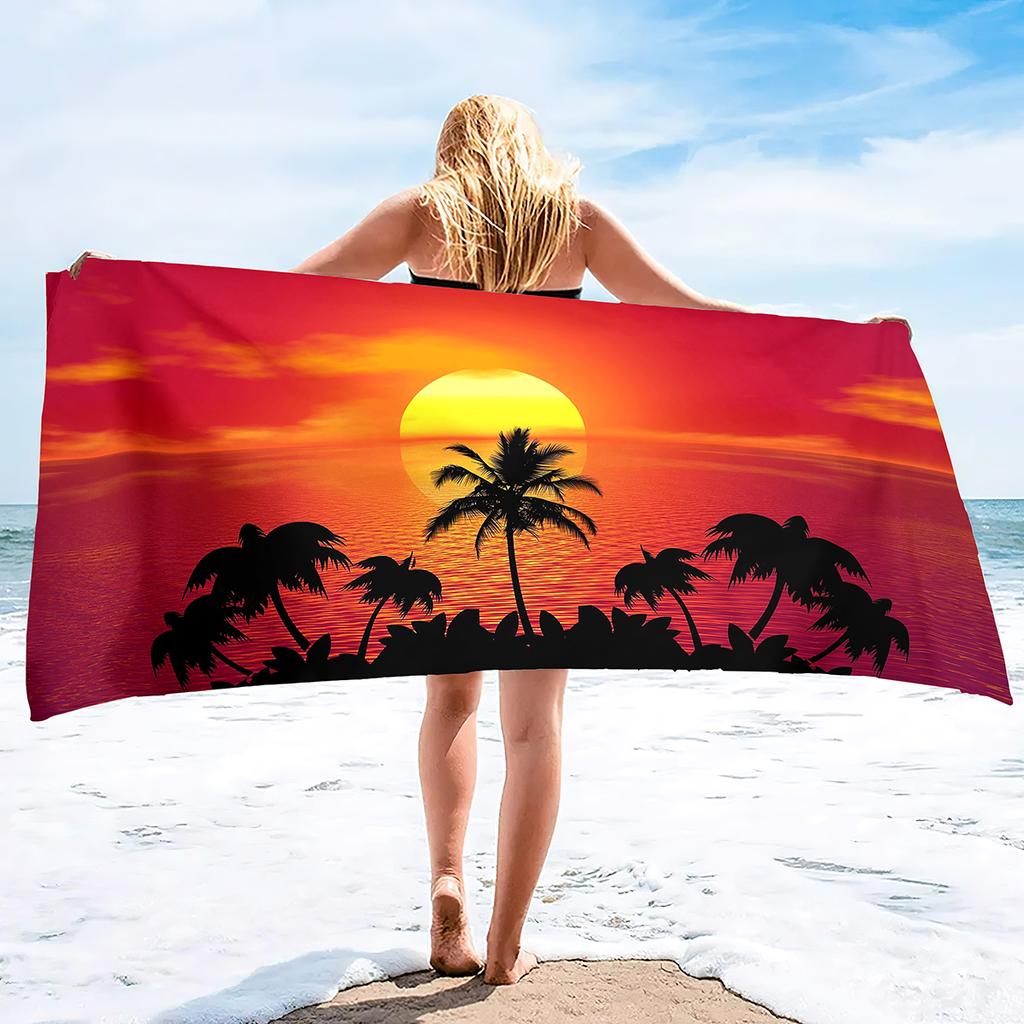 Sun Print Microfiber Beach Towel Large Quick Dry Sand Proof Absorbent Towel for Adult Travel Swimming