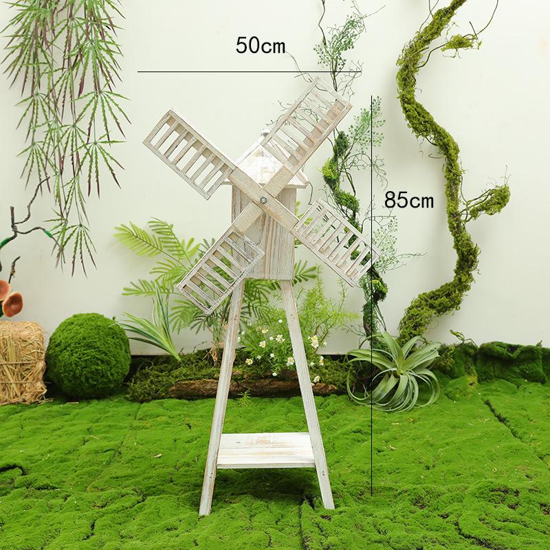 Neid Porzellan Windmühlen Ornament: Massivholz Miniaturlandschaft Gartendekoration - Kreative Waldserie für Kindergarten und Hofgestaltung