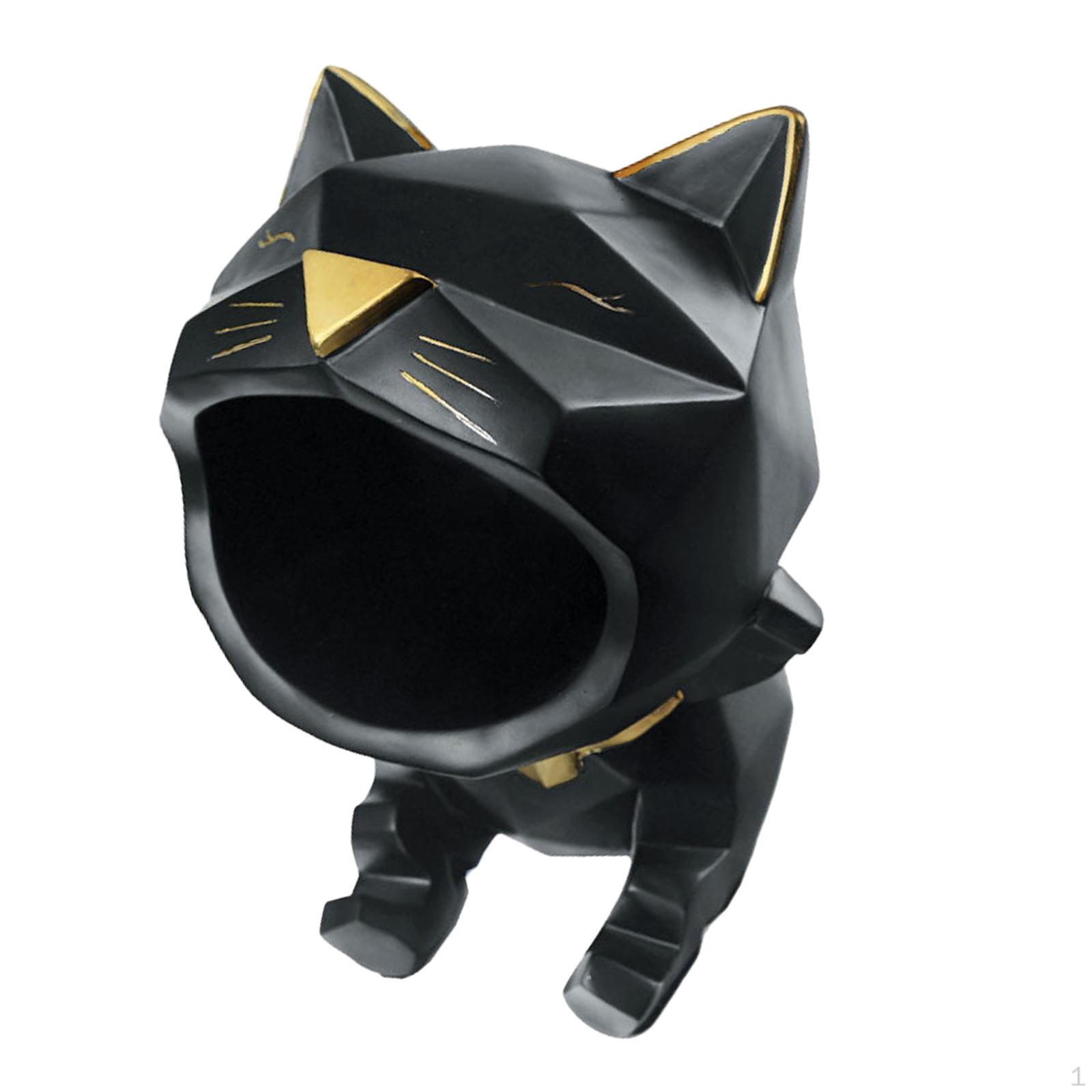 

Ящик для хранения фигурки кота в рот, большая ключница, органайзер для телефона, закуска чёрный