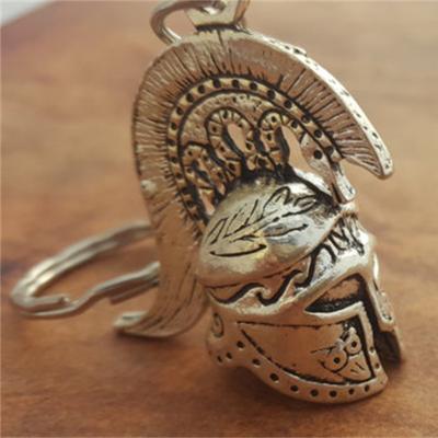 Personalidad Retro Plata Antigua Estéreo Esparta Grecia Roma Casco de Guerrero Llaveros para Mujeres Hombres Colgante de Bolso Joyería Regalos