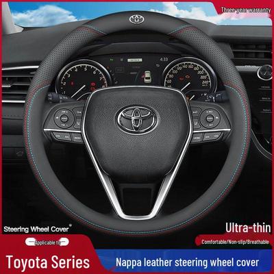 Genuine Leather Steering Wheel Cover for Toyota: Corolla, RAV4, Yaris, Vios, Ipsum, C-HR, Levin