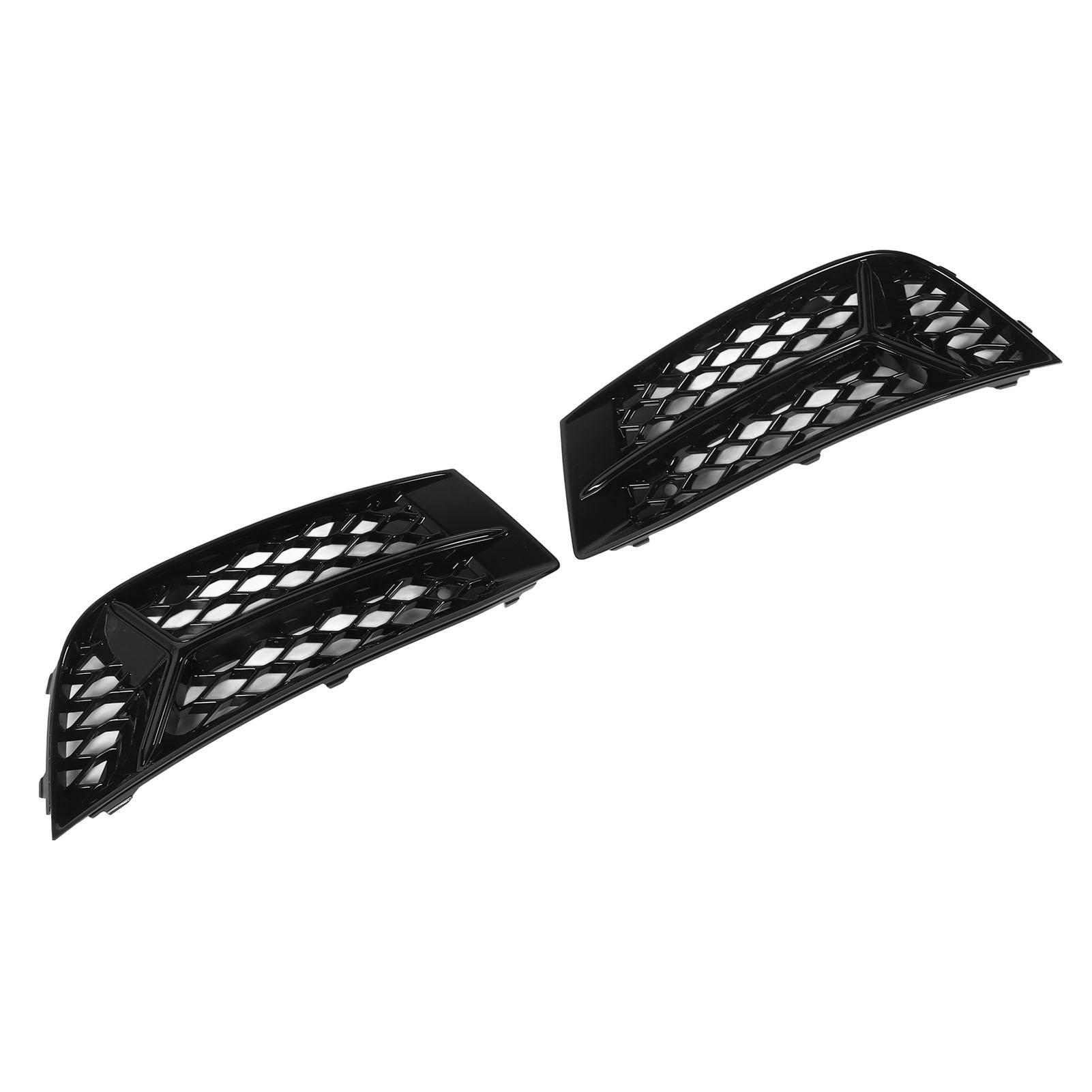 

1 Pair Fog Light Grill Covers Front Bumper Side Grille Guards Lamp Frame Trim 8V5807681M Bright Black For Sedan