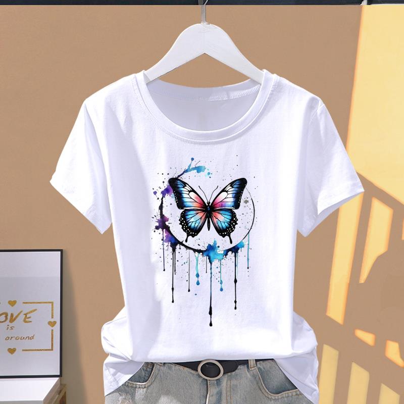 

(Asian Size) sweet cartoon cute 90s Clothing Print Graphic Tee Female Casual Fashion T Women s Top Short Sleeve T-shirts S