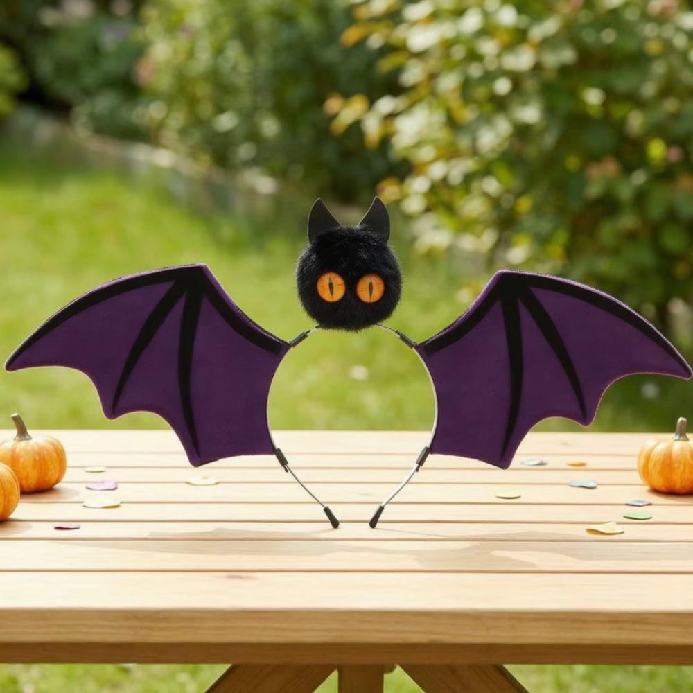 Plush Bat Ornament Bat Headband Soft Velvet Fabric Halloween Headband Bat Headpiece Night Party