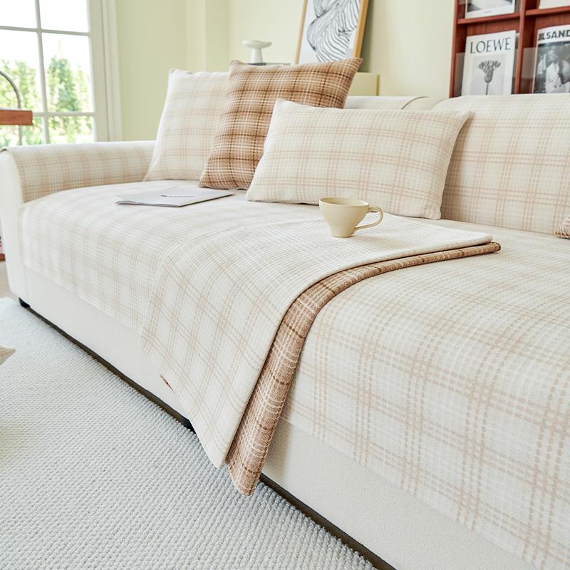 

Осенняя гостиная нескользящая клетчатая подушка для дивана чехлы для дивана коврик шенилл чехол Funda диван коврики 70X70cm 1pc