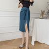 Fashion Spring And Summer Fashion Bandage One Step Hip Skirt Women Clothes Blue Black Skirts Formal