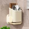 Kitchen Cutlery Rack Household Wall-Mounted No-Drill Countertop/Wall Compatible Rotatable Chopstick Holder