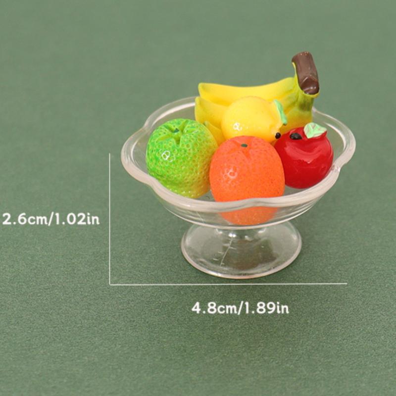 

6Pcs/set Simulation Transparent Fruit Plate Banana Orange Grape Model Dollhouse Food And Play Miniature Accessories For Children