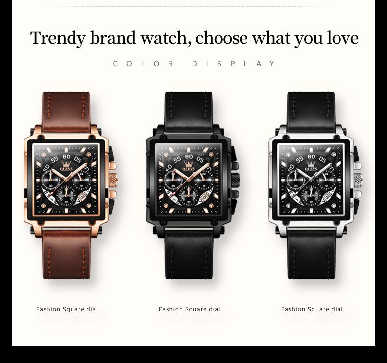 New Olevs 9919 Stone Gifts Waterproof Digital Sports Luxury Genuine Leather Strap Watches Men Wrist Men Japan Quartz Watch