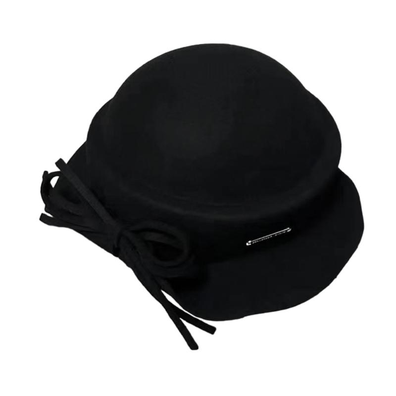 Fashion Wool Fedoras Caps Bowler Hat for Women 20S Flapper Costume Hat Cocktail Party Caps Elegant Winter Warm Round Hat