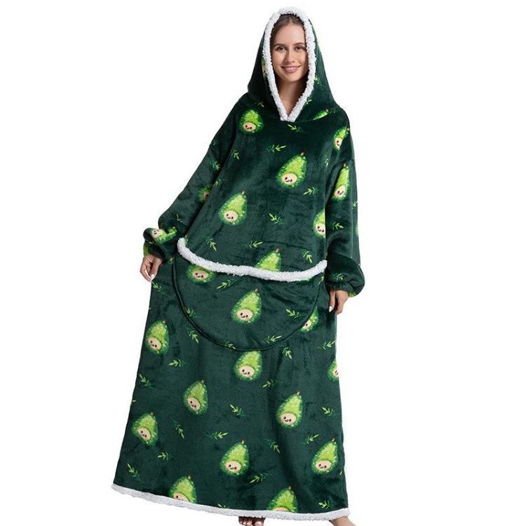 Kvinner Vinter Fleece Hettegenser Morgenkåpe Oversized Teppe med Ermer 140cm Kjempe TV Hettegensere Sweatshirts Koselig Komfortabel Varm