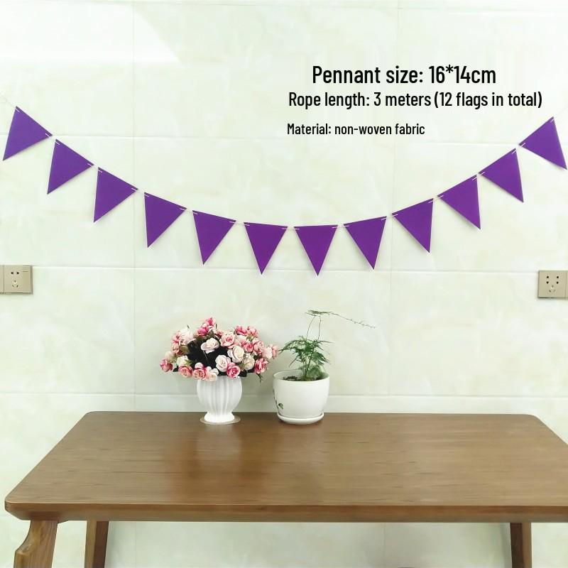 Retro Mori Brown Non-woven Kindergarten Decoration Pennant – Colorful Outdoor Birthday Flag String