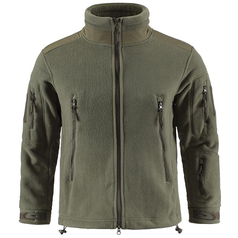 

Men Autumn Winter Full Zip Hiking Jackets Outdoor Camping Fleece Jacket Coats with Zipper Pockets Tactical Work Outwear Overcoat 3XL