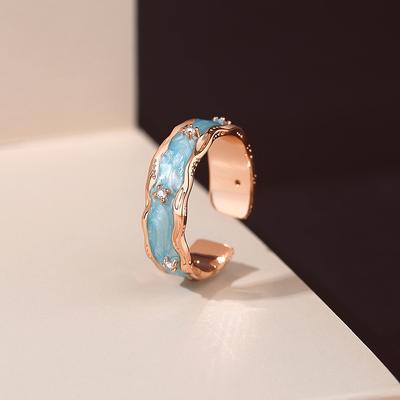 Dream Blue Epoxy Zirkon Ring Damen Nischendesign Sinn für Licht Luxus Offener Zeigefingerring