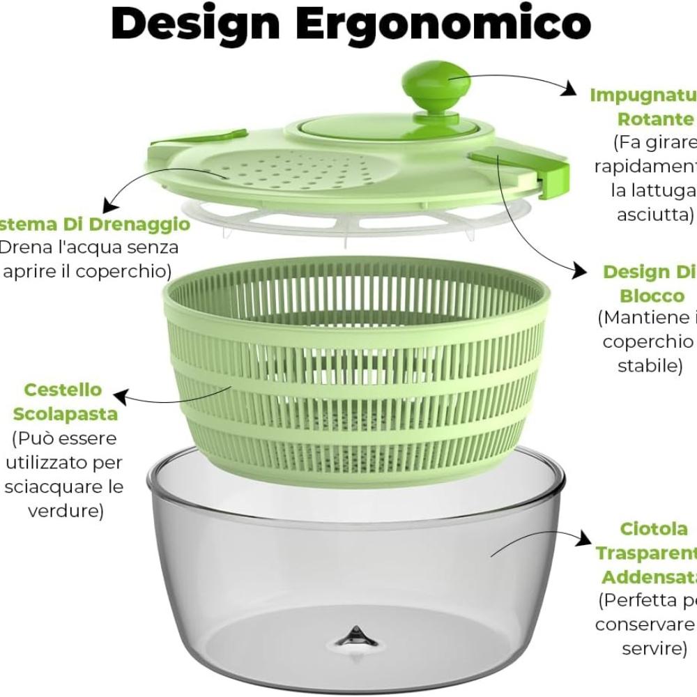 Vihoom Salad Centrifugal, Large Capacity 4.5L Salad Dryer, Kitchen Salad Squeezes with Bowl and Mesh Basket, Washes and Dries Vegetables and Fruits
