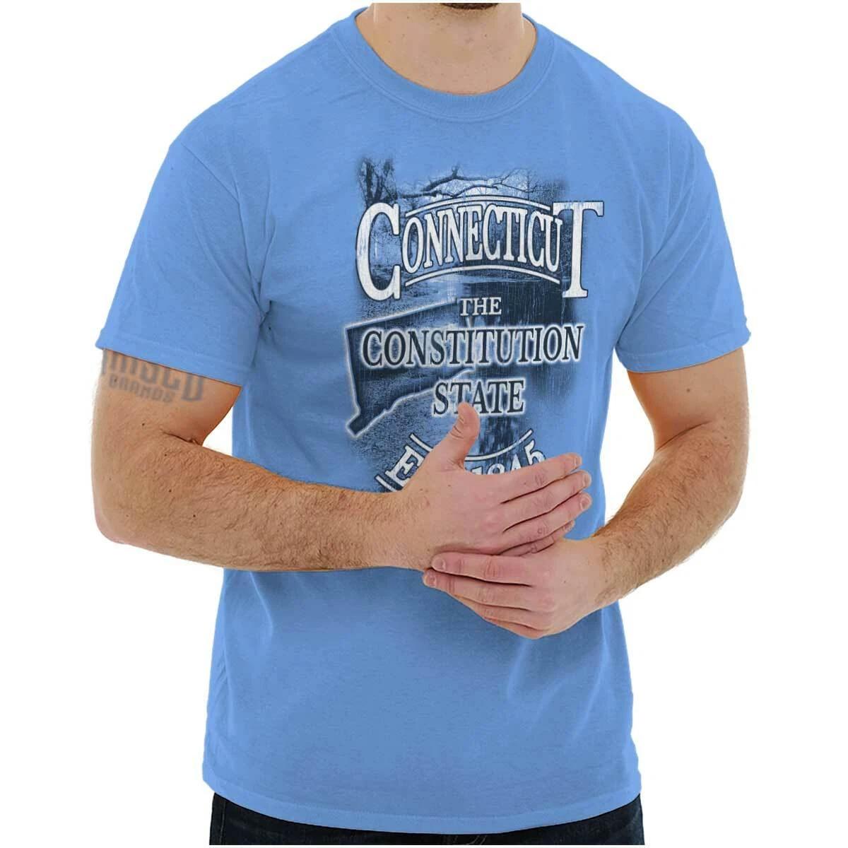 Connecticut Constitution State Map Tourist Adult Short Sleeve Crewneck Tee XL