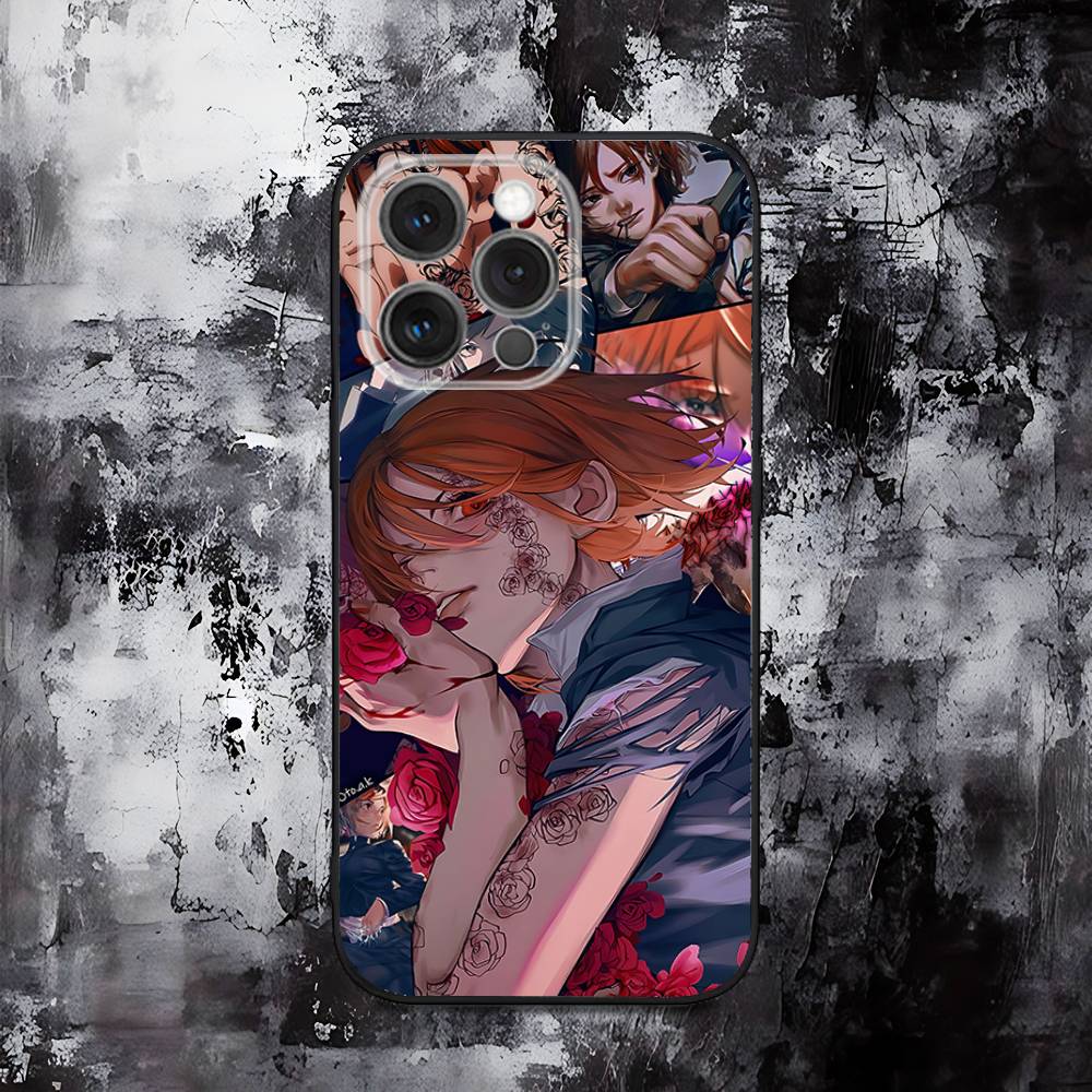 Jujutsu Kaisen Nobara Kugisaki Phone Case For iPhone 16,15,14,13,12,11,Pro,Max,Plus,X,XS,SE,E,Mini,Soft Silicone Black Case