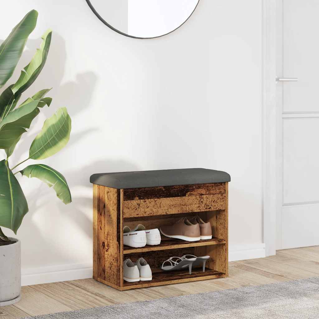 Shoe Bench with Vintage Wood Look 62 x 32 x 50 cm Engineered Wood