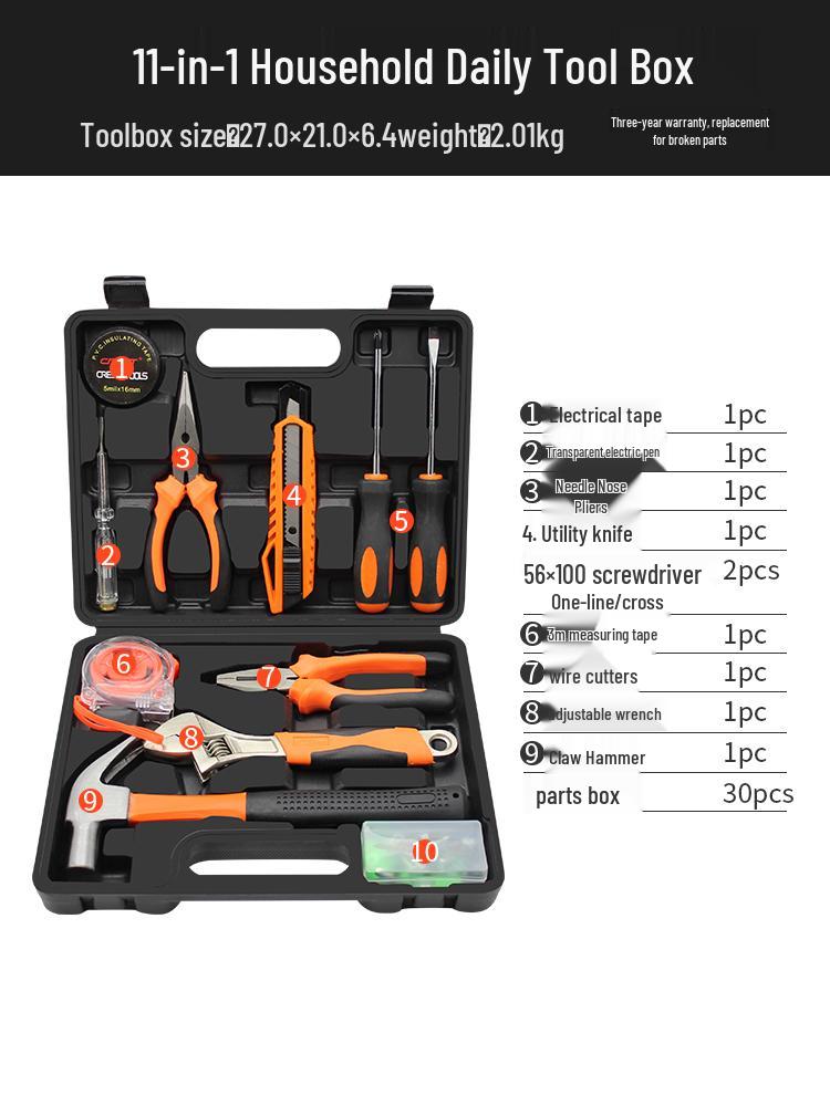 Ruide Household Tool Set: Complete Maintenance Kit with Screwdrivers, Pliers, and More.
