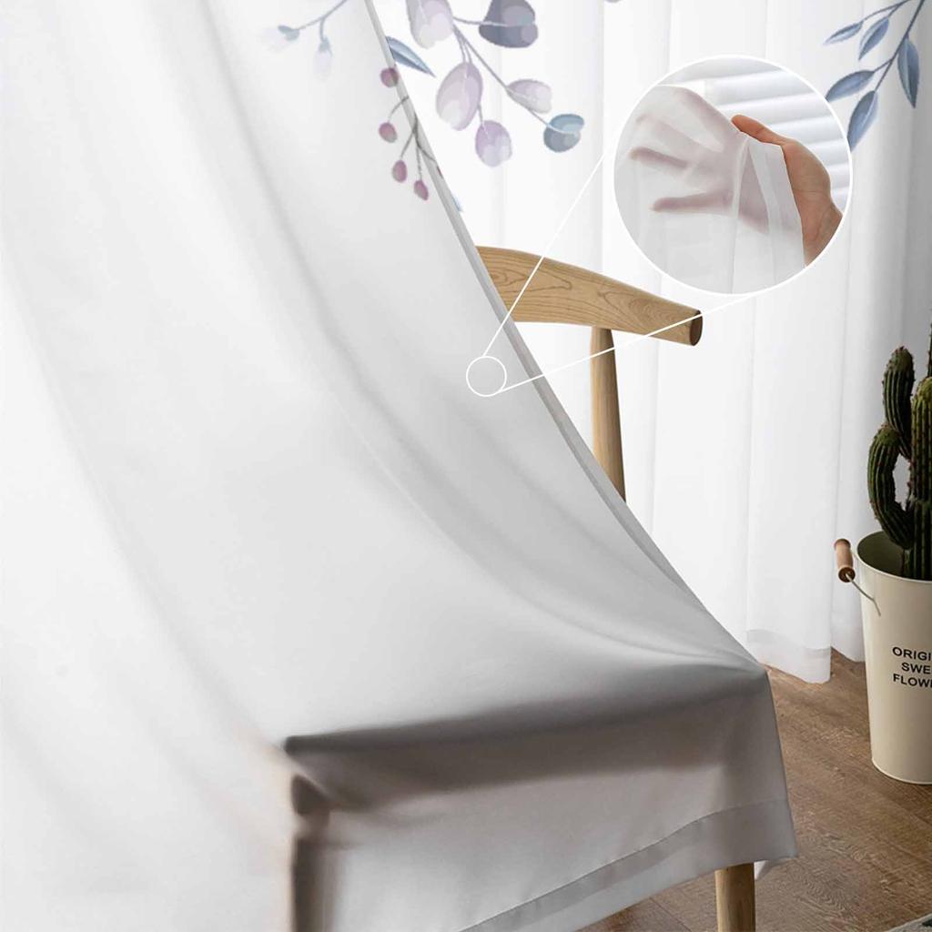 Ländliche Pflanzen Blumen Transparente Vorhänge für Wohnzimmerdekoration Fenstervorhänge für Küche Tüll Voile Organza Vorhänge