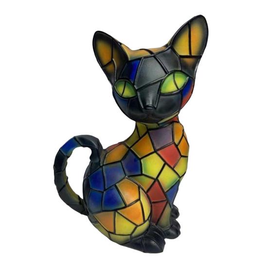 Stained Glass Cat Table Lamp USB Powered Vintage Animal Night Light Home Office Bedroom Kids Room Bedside LED Desk Lamp