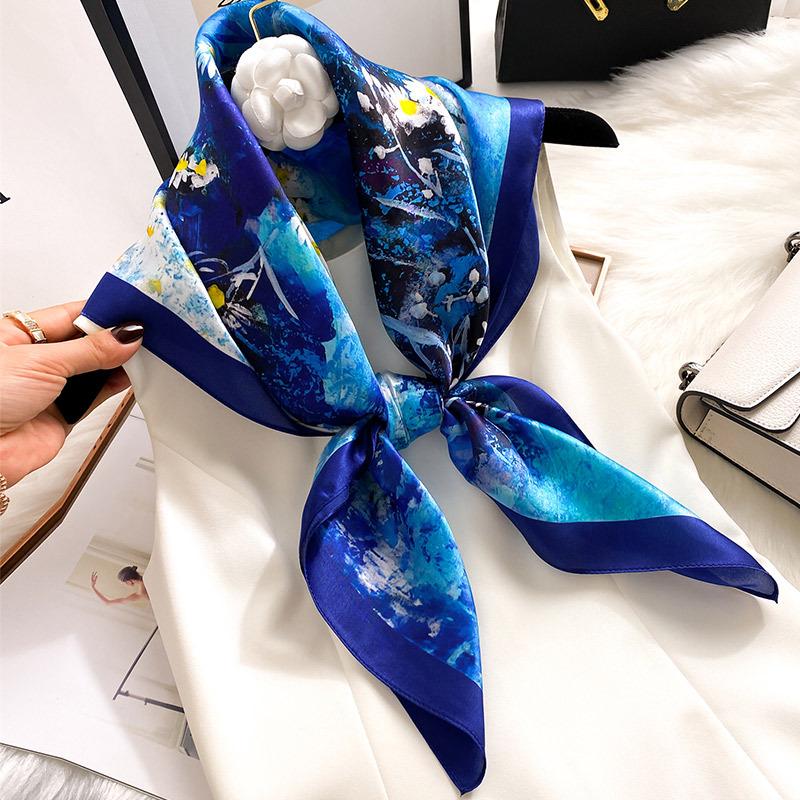Elegant Striped Silk Scarf: Large Square for Women’s Spring & Autumn, Versatile Sunscreen, Mulberry Silk 90 Shawl