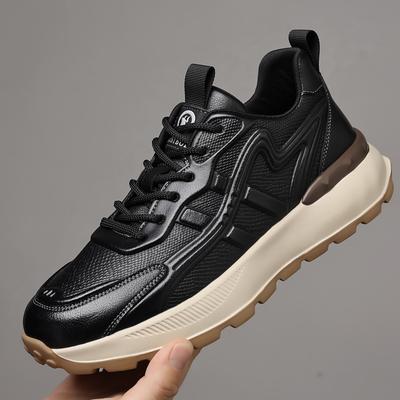 2025 wiosna i jesień męskie buty modna marka wysokiej klasy czarna skóra buty typu dad męskie platforma sportowe retro buty codzienne 8812