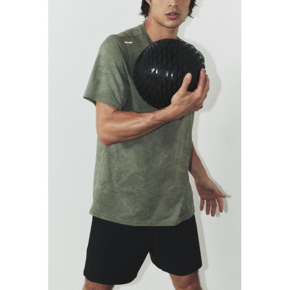 H M dryMove Sport Top kHaki Green Pattern