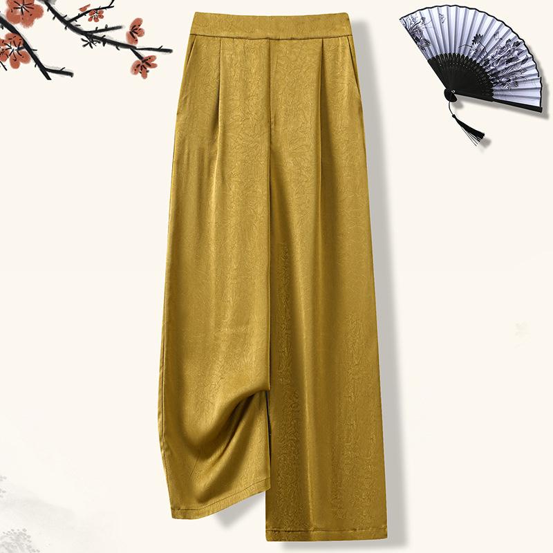 

Spring & Autumn High-Waisted Wide-Leg Pants for Middle-Aged Women - Casual, Loose, Drape Design 4XL (70-75 kg) жёлтый