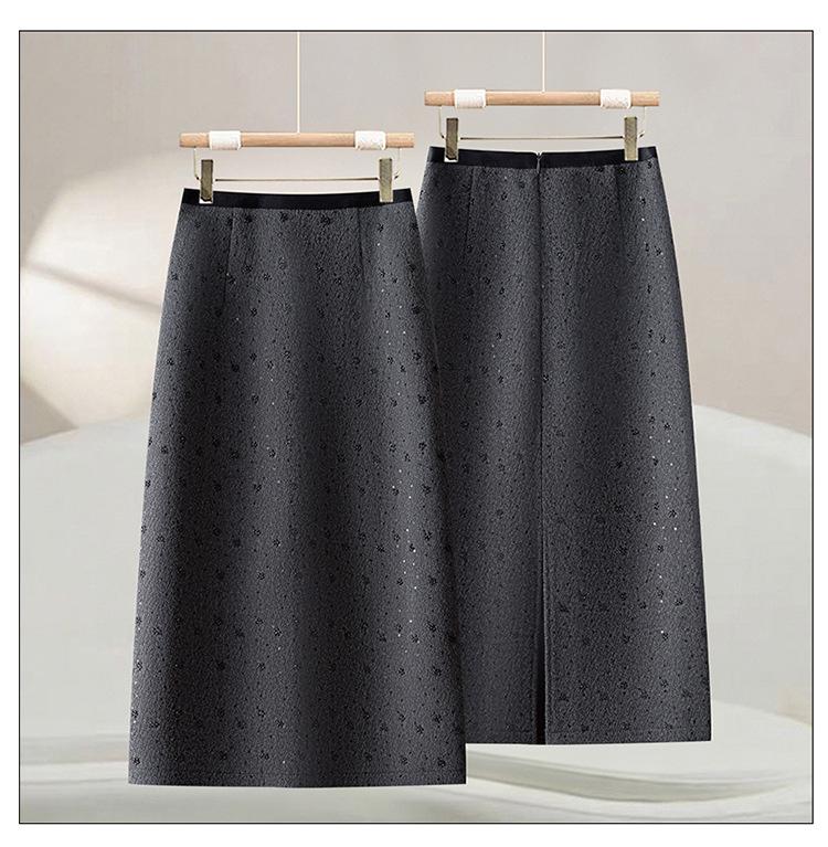 Hot Diamond High-Waist Midi Skirt - Autumn/Winter 2025: Thick, Comfortable, Slimming, Slit, Straight, Hip-Hugging Women's Fashion
