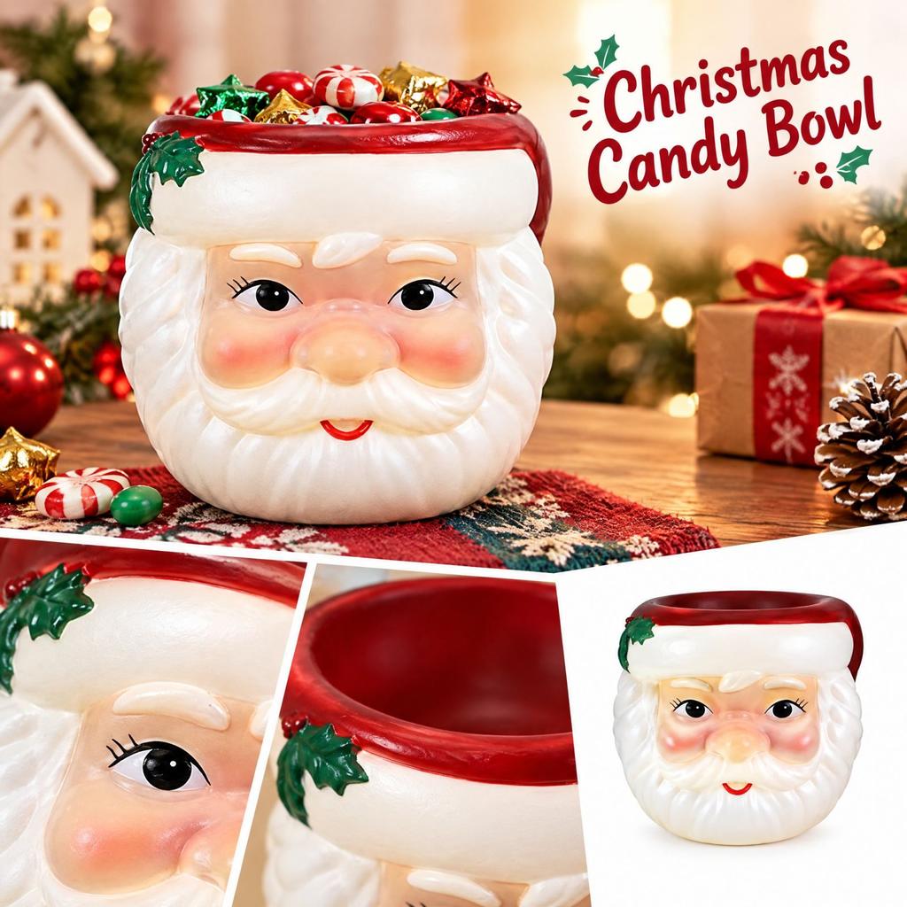 Ciotola di Resina per Caramelle di Natale Ornamento Decorativo per Tavola Festa Festiva
